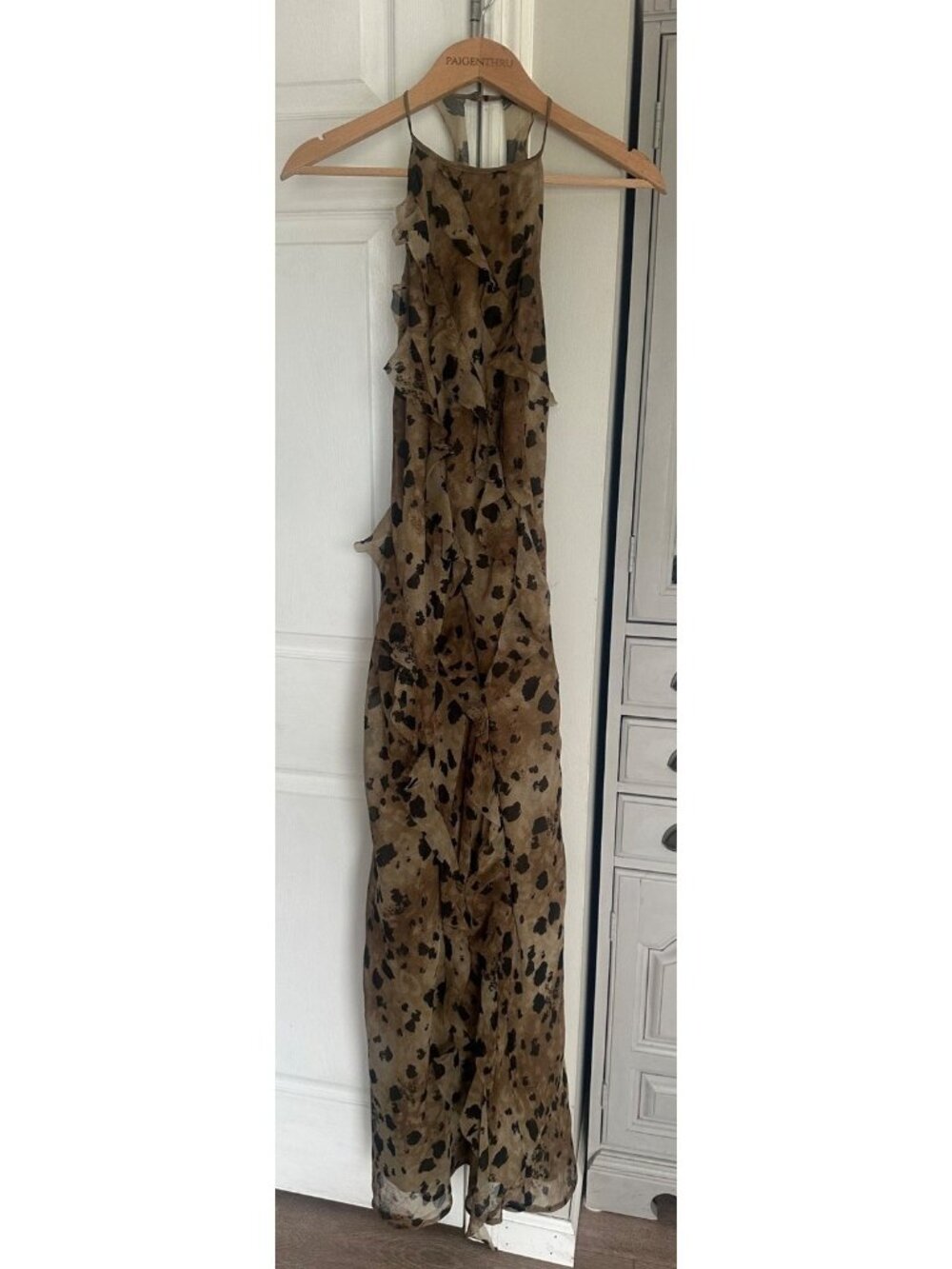 ASOS Size 6 Leopard-Print Ruffle Halter Maxi Dress - Picture 2 of 12